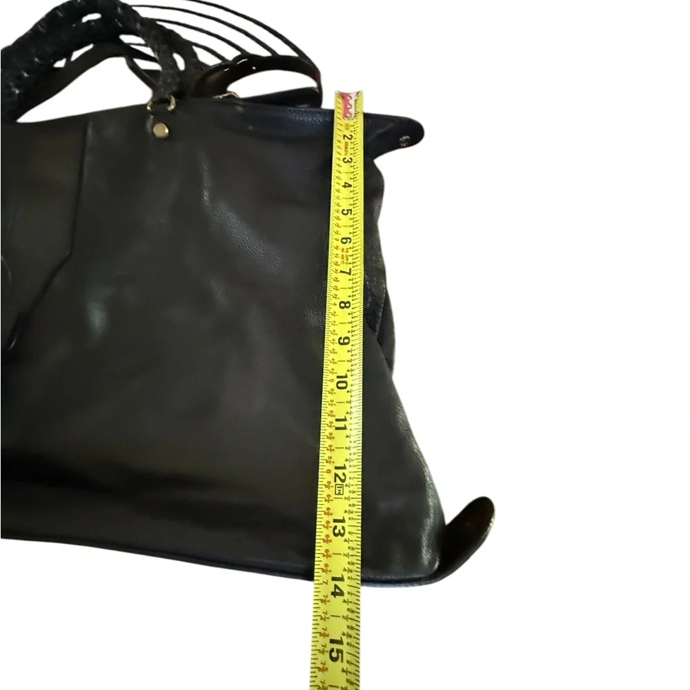 Gorgeous Black Gryson Leather Shoulder Bag with Braided Handle